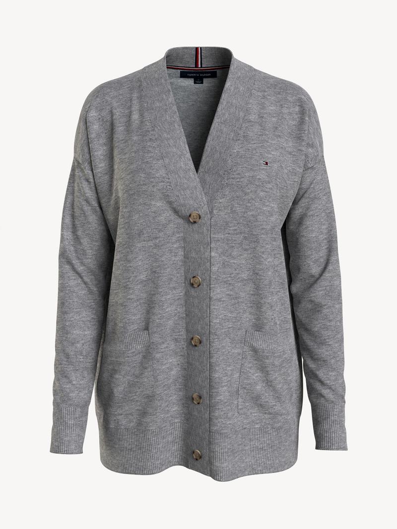 Női Tommy Hilfiger Essential Solid Cardigan Pulóverek Szürke | HU 350QMA